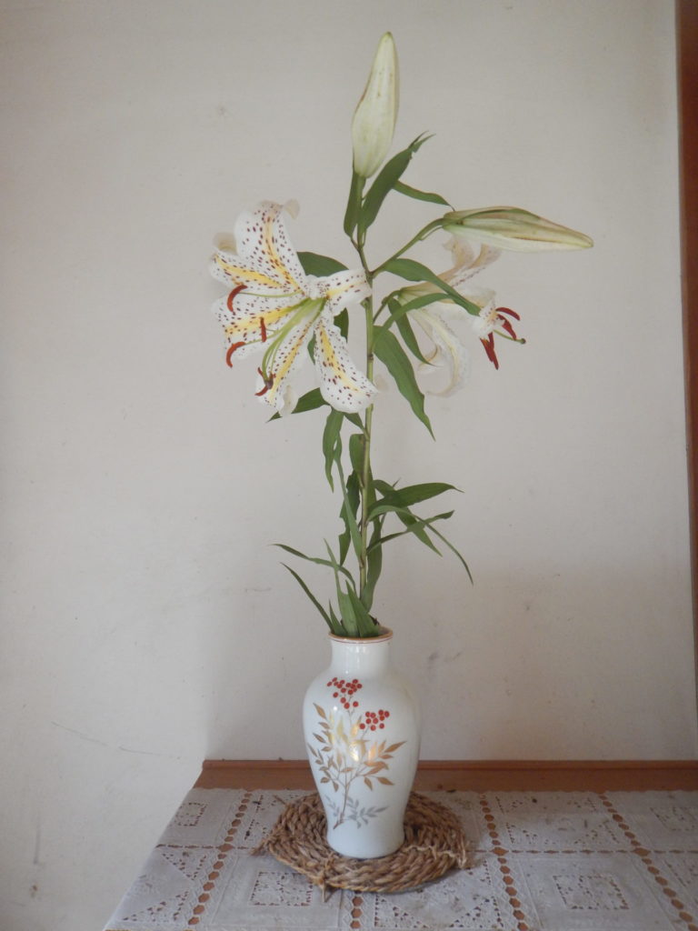 花瓶に生けたヤマユリ