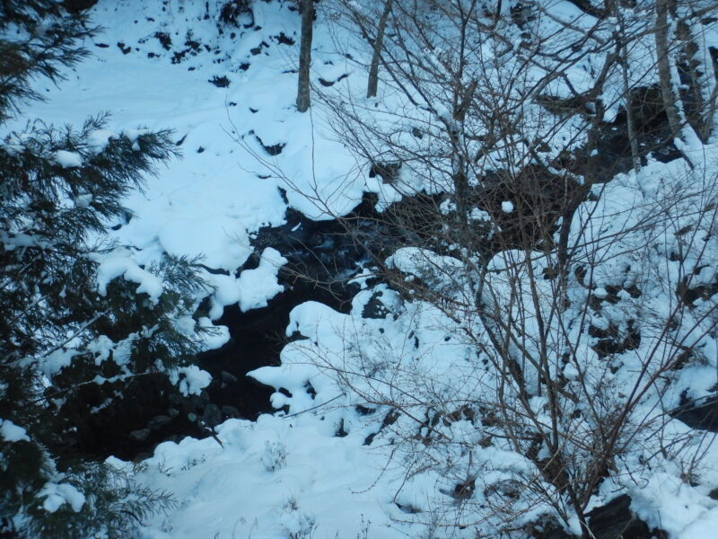 谷川の雪
