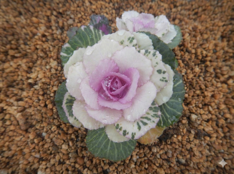 丸い葉のハボタン